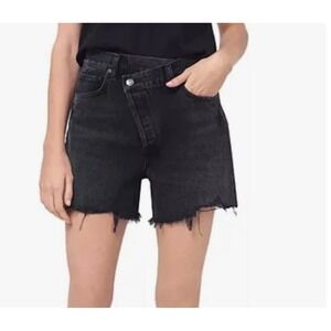 NEW Agolde Criss Cross Button Fly‎ Shorts Hitchhike Sz 24 Black MSRP $178.88